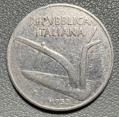 1953 italy lire coin - italy, 10