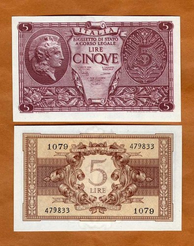 Italy lire 1944 p 31c - 5, p-31c