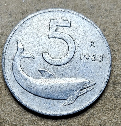 1953 italy five lire - 1953, 5