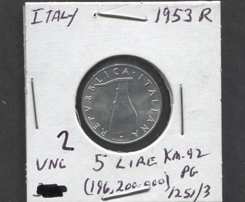 1953 italy unc 5 - 5, lire